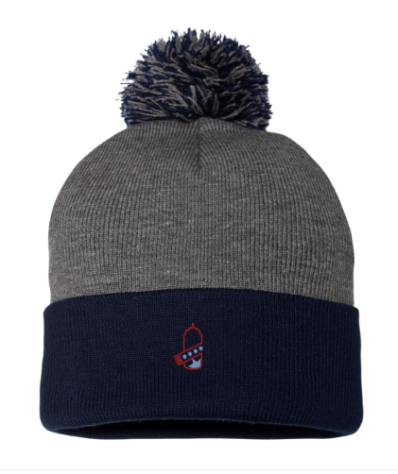 That Mild Sauce Sportsman Pom Pom Knit Cap - GRAY & NAVY